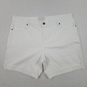 Sun Stone Cuffed Denim Shorts Mens 40‎ 7.5" Inseam White Stretch Cotton Blend